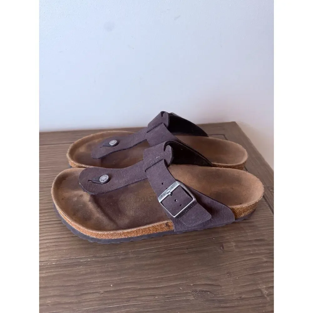 Birkenstock Men’s Ramses Thong Sandal Sz 43 US 10 Dark Brown Suede Gladiator